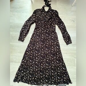 IRO Maxi Dress Size Medium Floral Mock Neck Long Sleeve